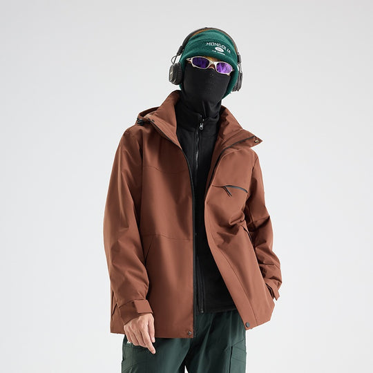 Herren Wasserdichte Outdoor-Softshelljacke mit Kapuze, hohem Stehkragen & Reißverschlusstaschen Nord Taschen
