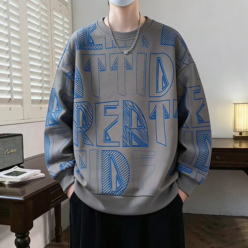 Herren Oversized-Sweatshirt mit großflächigem Lettering-Print und geripptem Saum Nord Taschen
