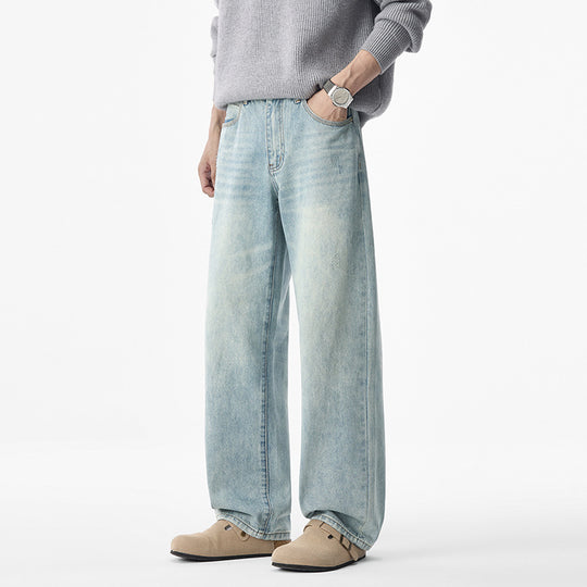 Herren lässige weite Jeans mit tiefem Schritt und Vintage-Waschung Nord Taschen