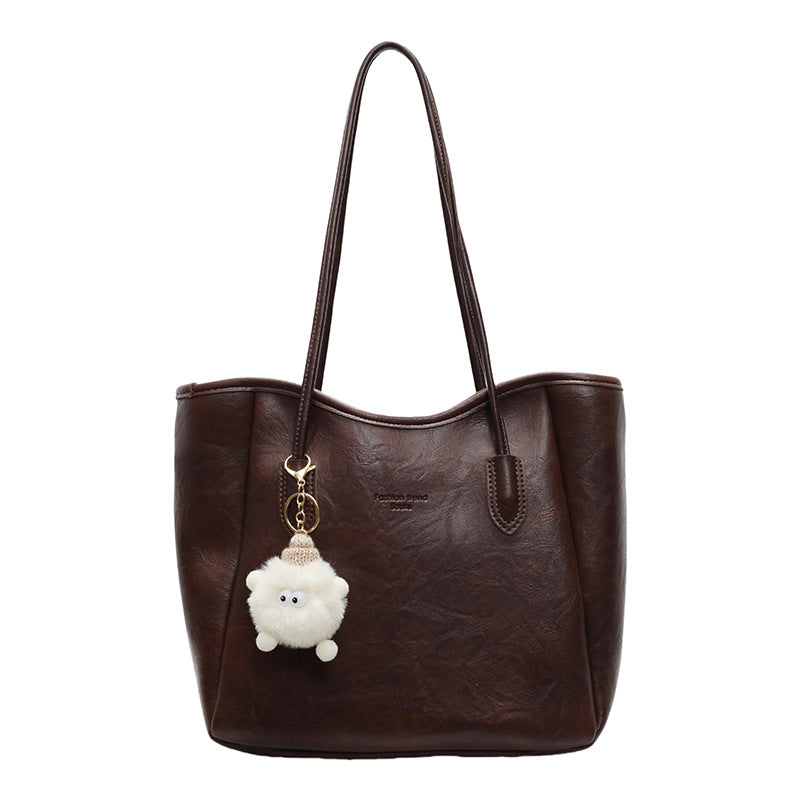 Damen Tote Bag mit verspieltem Kunstfellanhänger Nord Taschen