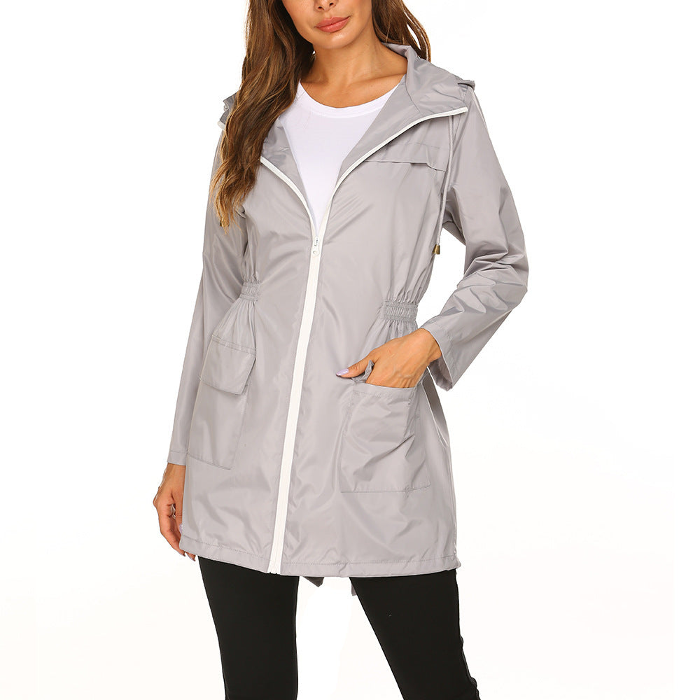 Damen praktische Freizeitjacke mit verstellbarem Bund und großen Taschen