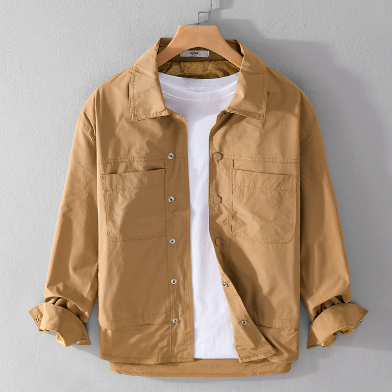 Herren Leichtes Baumwoll-Overshirt mit Kentkragen, aufgesetzten Brusttaschen und Relaxed-Fit Nord Taschen