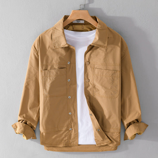Herren Leichtes Baumwoll-Overshirt mit Kentkragen, aufgesetzten Brusttaschen und Relaxed-Fit Nord Taschen