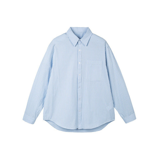Damen Oversize-Hemdbluse mit Kentkragen, Brusttasche und gerundetem Saum Nord Taschen