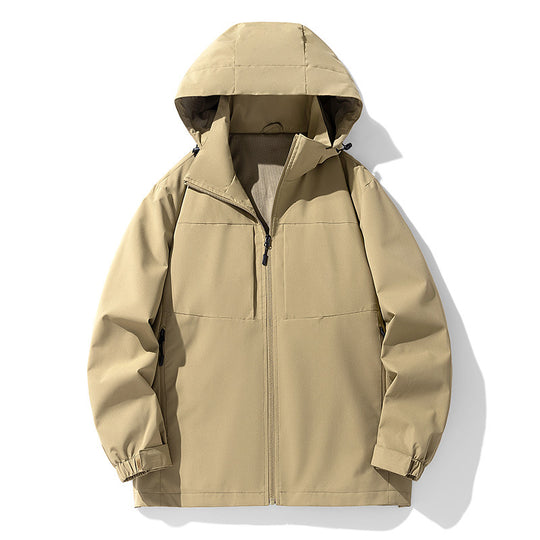 Herren Wasserabweisende Softshell-Outdoorjacke mit Kapuze, atmungsaktivem Netzfutter und verdecktem Reißverschluss Nord Taschen