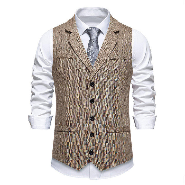 Herren Anzugweste im eleganten Herringbone-Muster mit praktischen Taschen