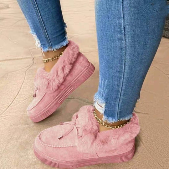 Damen Gefütterte Plateau‑Mokassin‑Sneaker mit Kunstfellkragen und dämpfender Plateausohle Nord Taschen