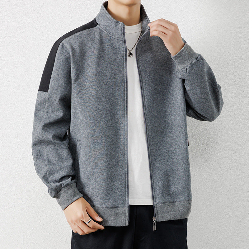 Herren Leichte Zip‑Trainingsjacke im Minimalstil mit Stehkragen und Kontrastpaspel Nord Taschen
