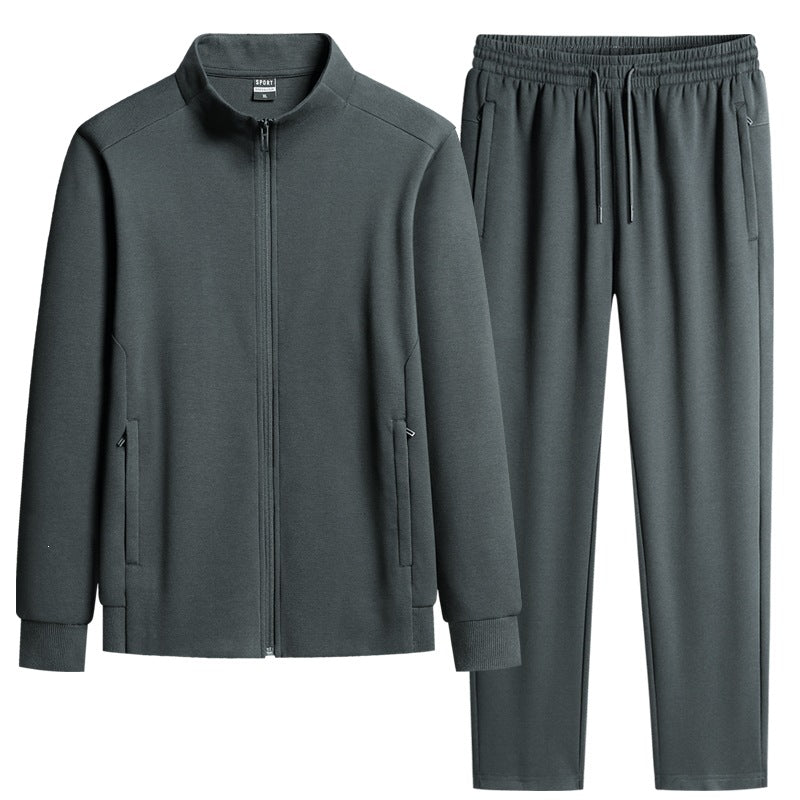 Herren Modernes Freizeit-Trainingsset aus Thermofleece mit Stehkragen‑Zipjacke & konischer Jogginghose Nord Taschen