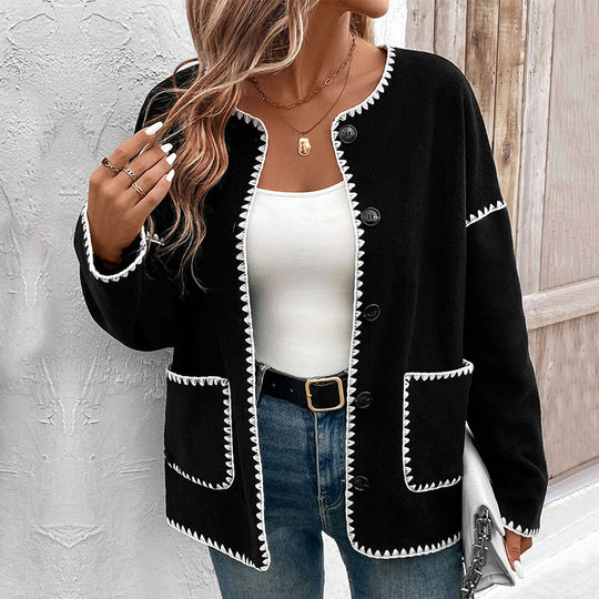 Damen Lässiger Cardigan mit Kontrastnähten Nord Taschen