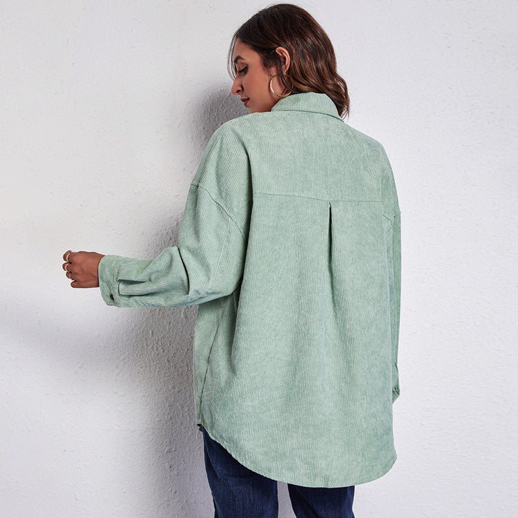 Damen Oversized Hemdblusenshirt aus Cord