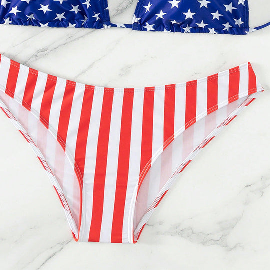 Damen Triangel-Bikini mit patriotischem Sternen- und Streifenmuster