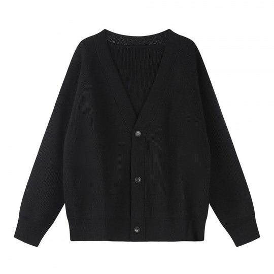 Unisex Boxy-Grobstrick-Cardigan mit V-Ausschnitt, Knopfleiste und Raglanärmeln Nord Taschen