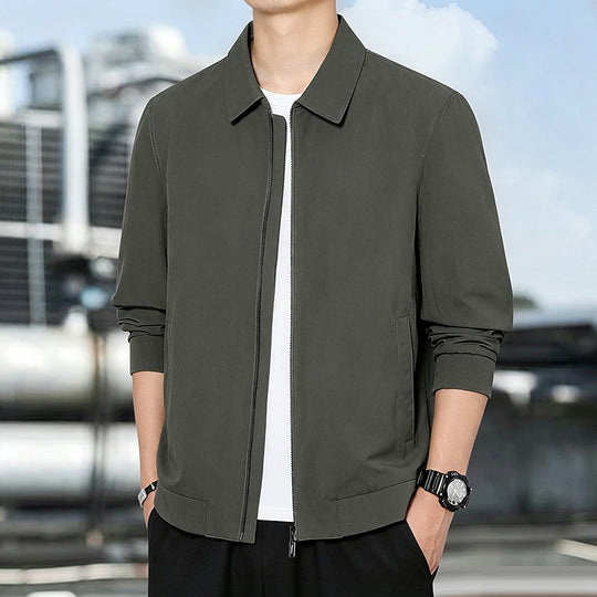 Herren Leichte Windjacke mit kariertem Innenfutter, durchgehendem Reißverschluss und Rippbündchen Nord Taschen