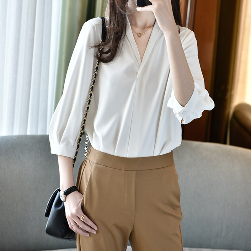 Damen Elegante Bluse mit Ballonärmeln Nord Taschen