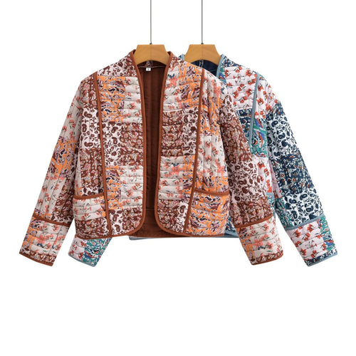 Damen Gepolsterte Patchwork‑Jacke im Kimono‑Stil Nord Taschen