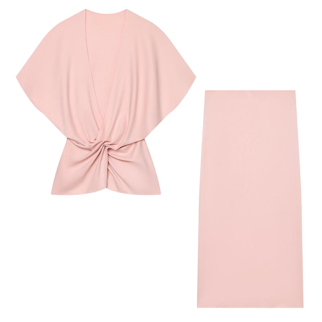 Damen Wickel-Top mit Kimonoärmeln und Twist-Detail Nord Taschen