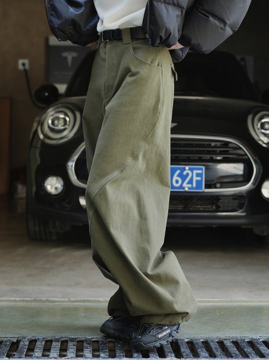 Damen Weite High‑Waist Cargo-Baggy-Hose mit aufgesetzter Klappentasche Nord Taschen