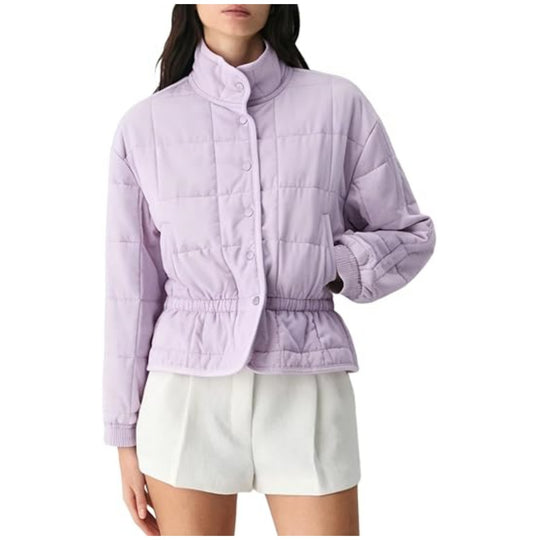 Damen Kurz geschnittene Steppjacke mit Stehkragen und Taillengummi Nord Taschen