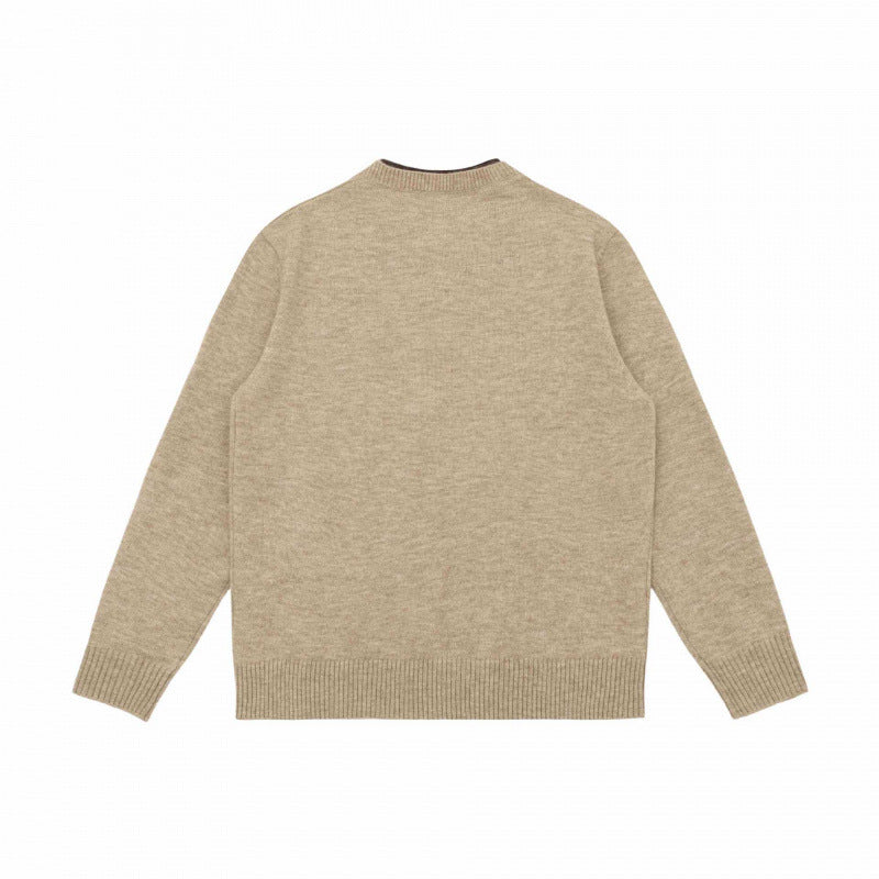 Unisex Mélange-Strickpullover mit Halbhals-V-Schlitz und kontrastiertem Innenbund Nord Taschen