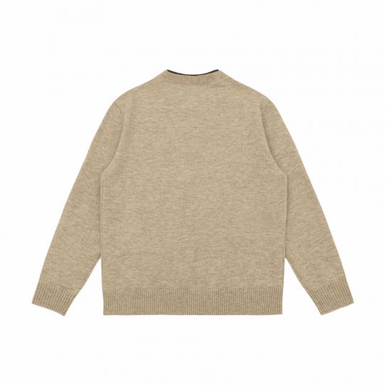 Unisex Mélange-Strickpullover mit Halbhals-V-Schlitz und kontrastiertem Innenbund Nord Taschen