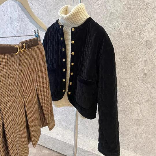Damen Modische Steppjacke mit Knopfdetails Nord Taschen