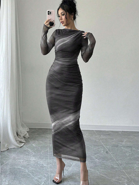 Damen Elegantes Wickelkleid mit Struktur Nord Taschen