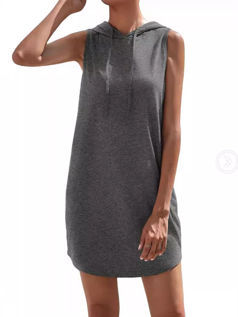 Damen Kapuzenkleid Aus Atmungsaktivem Jersey-Material