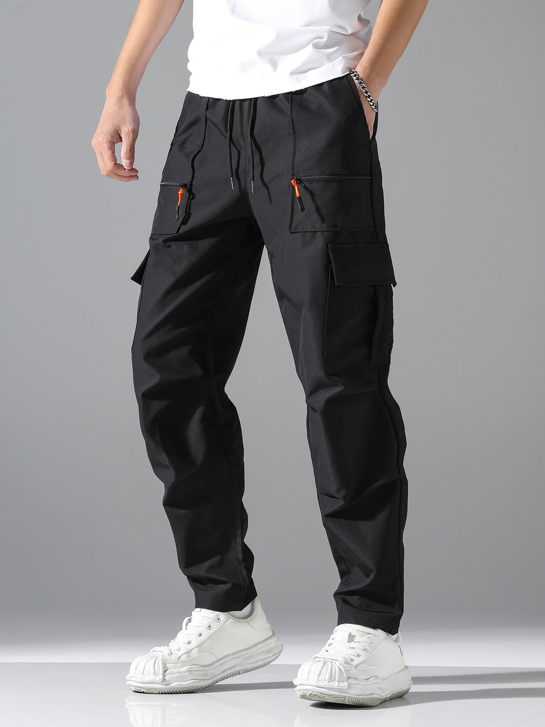Herren Utility-Cargohose mit Reißverschlusstaschen, Tunnelzugbund & vorgeformten Kniepartien Nord Taschen