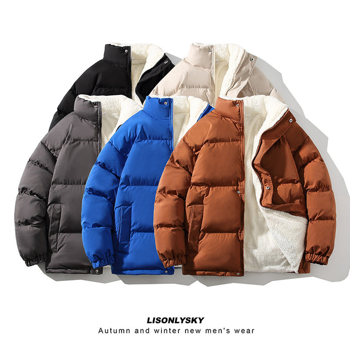 Herren gefütterte Winter-Steppjacke mit Teddyfutter, hohem Stehkragen und verdeckter Druckknopfleiste Nord Taschen