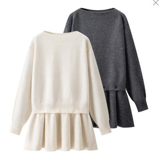 Damen Strickkleid mit angesetztem Volantrock und dekorativer Knopfleiste Nord Taschen