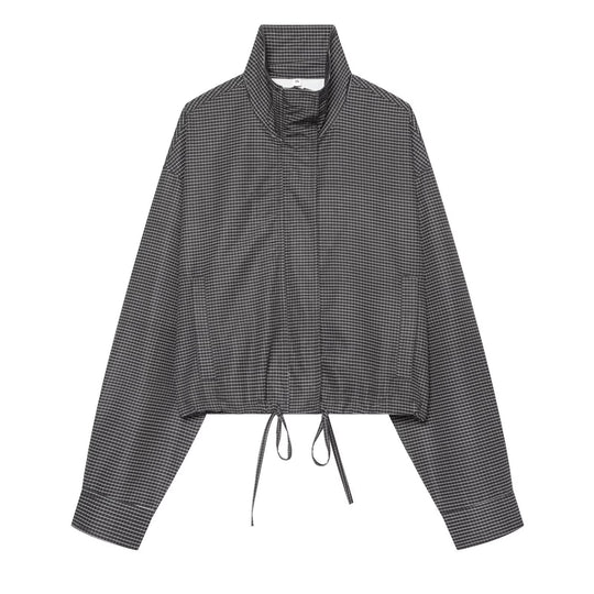 Damen Kurzgeschnittene Oversize-Windjacke mit Stehkragen und Tunnelzug Nord Taschen