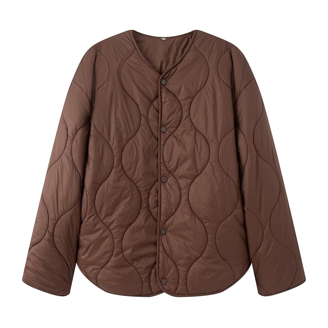 Damen Steppjacke mit Oversize‑Schnitt, Rundhals und geschwungenem Saum Nord Taschen