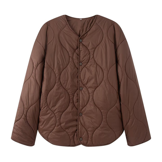Damen Steppjacke mit Oversize‑Schnitt, Rundhals und geschwungenem Saum Nord Taschen
