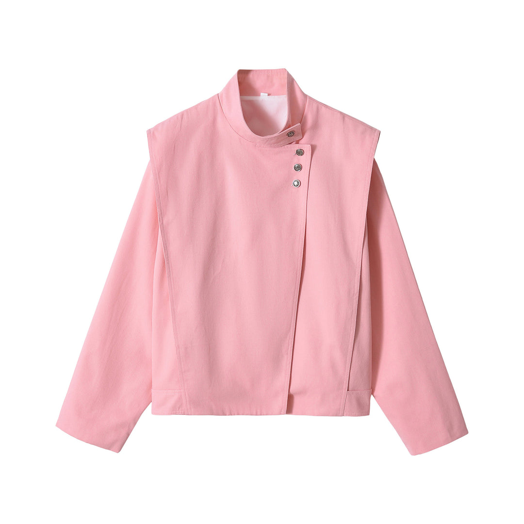 Damen Cropped-Jacke im Boxy‑Schnitt mit Funnelkragen und asymmetrischer Knopfleiste Nord Taschen
