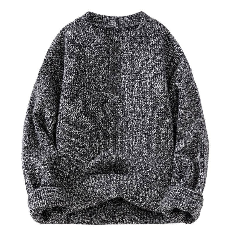 Unisex Grobstrick-Henley-Pullover mit halber Knopfleiste und Rippstruktur Nord Taschen