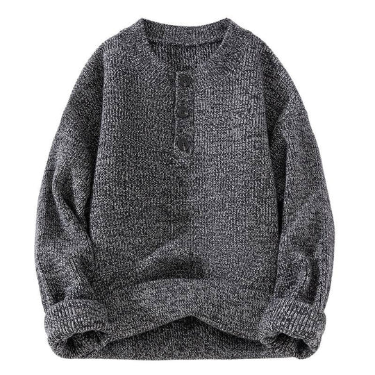 Unisex Grobstrick-Henley-Pullover mit halber Knopfleiste und Rippstruktur Nord Taschen