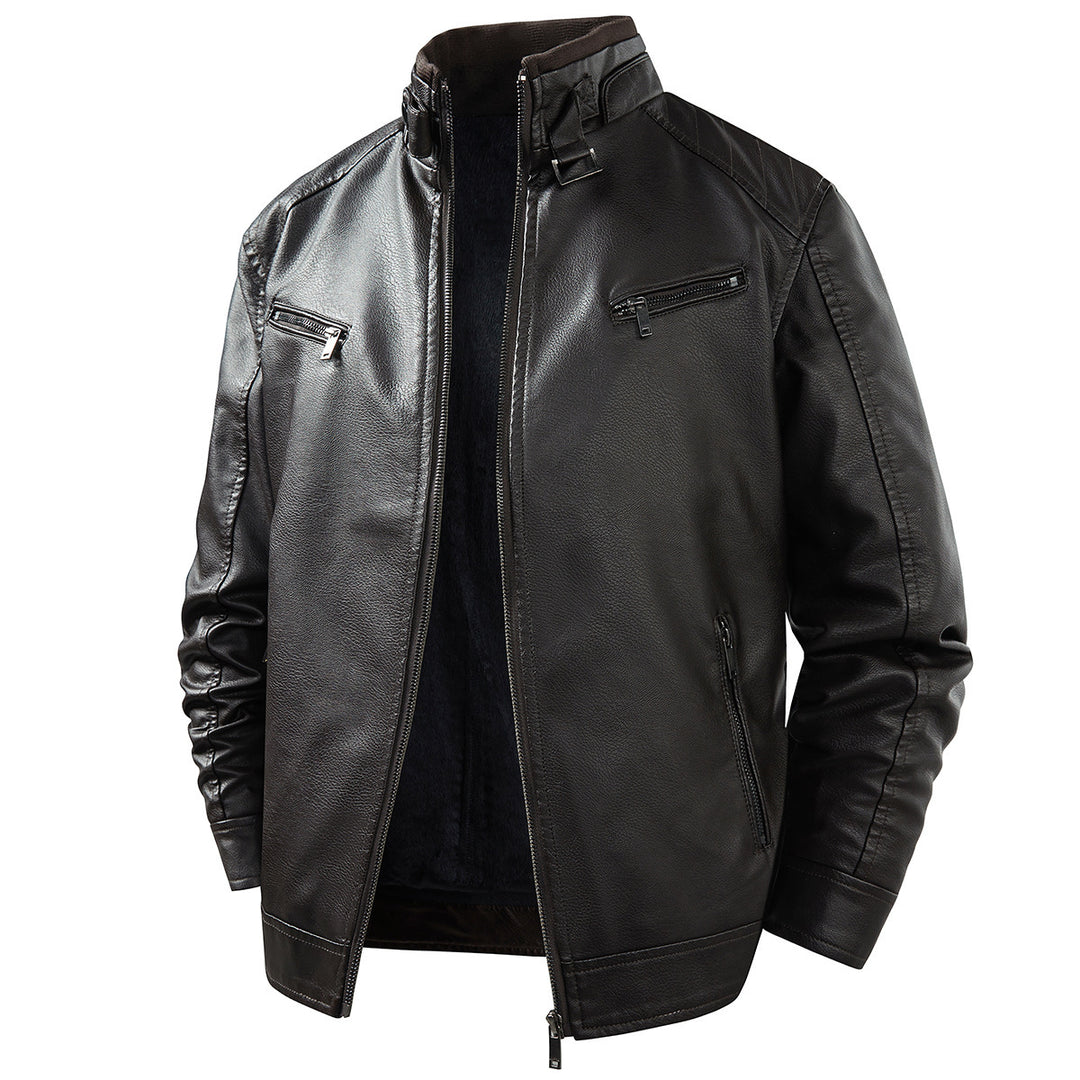 Herren Modische Lederjacke mit Fleece-Futter Nord Taschen