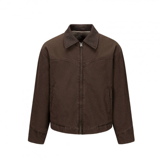 Herren Gefütterte Canvas-Blousonjacke mit Teddyfutter und Hemdkragen Nord Taschen