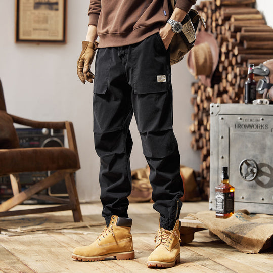 Herren Canvas‑Utility‑Jogger mit verstärkten Kniepaneelen, Klapptaschen und elastischem Knöchelsaum Nord Taschen