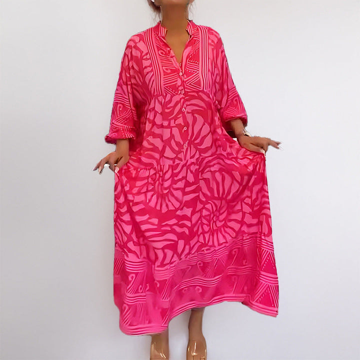 Damen Tunika-Kleid mit Einzigartigem Grafikdruck und Weiten Ärmeln