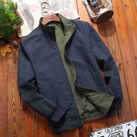 Herren Leichte Bomberjacke im urbanen Utility‑Look mit gestreiften Rippbündchen & Reißverschlusstaschen Nord Taschen