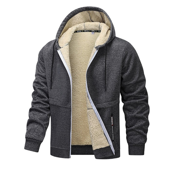 Herren Gefütterte Kapuzenjacke mit Teddyfutter, durchgehendem Reißverschluss und Eingriffstaschen Nord Taschen
