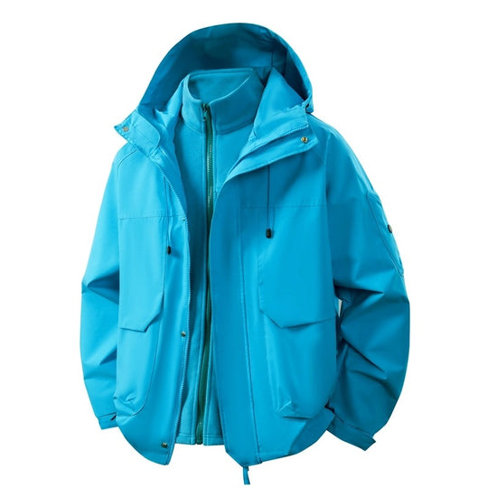 Herren Wasserabweisende Doppeljacke mit abnehmbarer Fleece‑Innenjacke und Kapuze Nord Taschen