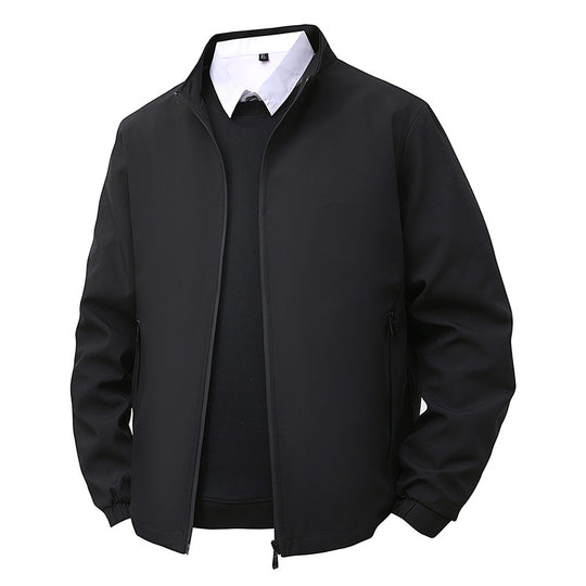 Herren Minimalistische Softshell-Bomberjacke mit Stehkragen, elastischen Bündchen & durchgehendem Reißverschluss Nord Taschen