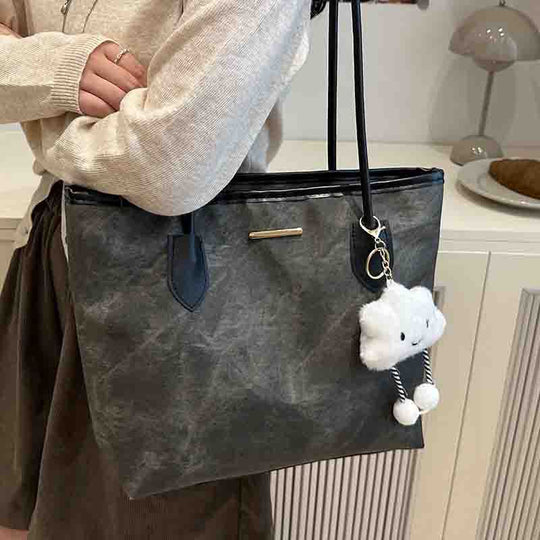 Damen Shopper-Tasche aus strapazierfähigem Canvas mit eleganten Ledergriffen Nord Taschen