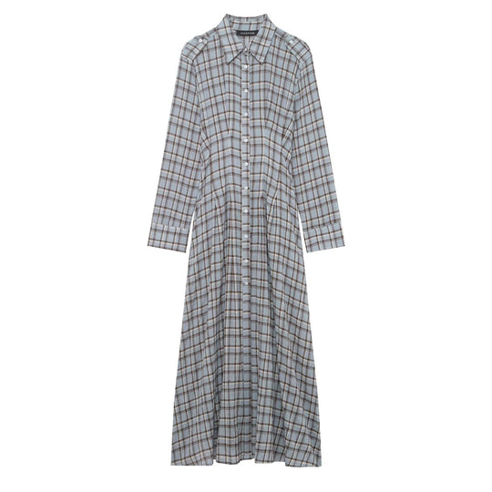 Damen Langes kariertes Hemdkleid mit durchgehender Knopfleiste und A‑Linien‑Silhouette Nord Taschen