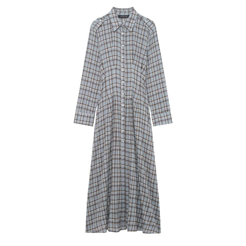 Damen Langes kariertes Hemdkleid mit durchgehender Knopfleiste und A‑Linien‑Silhouette Nord Taschen