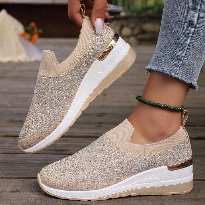 Damen Glitzernde Slip-On Sneakers mit bequemer und dämpfender Sohle