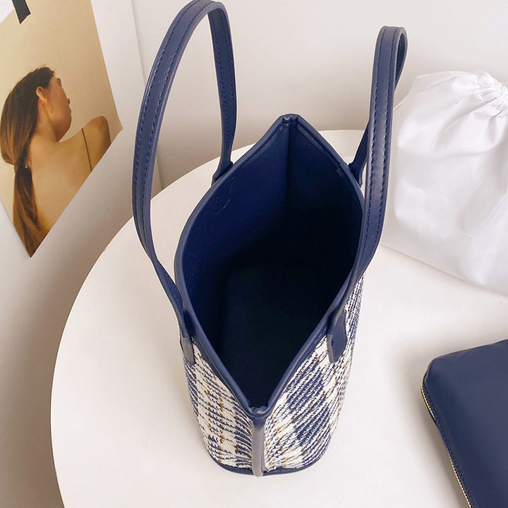 Damen Tragetasche mit modischem Karo-Design und robusten Ledergriffen Nord Taschen